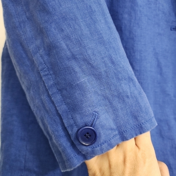 Madewell double breasted Crossover Blazer 100% Linen Blue Oversized Relaxed - Picture 7 of 14